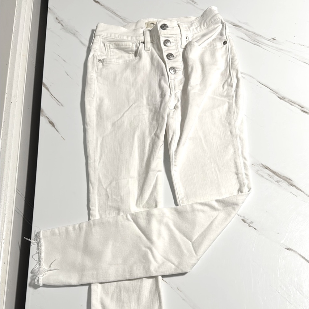Madewell High Rise White Button-Fly Jeans